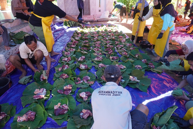 Kurangi Sampah Plastik, Qurban Pedalaman Lazismu Jember Pilih Godhong Jati