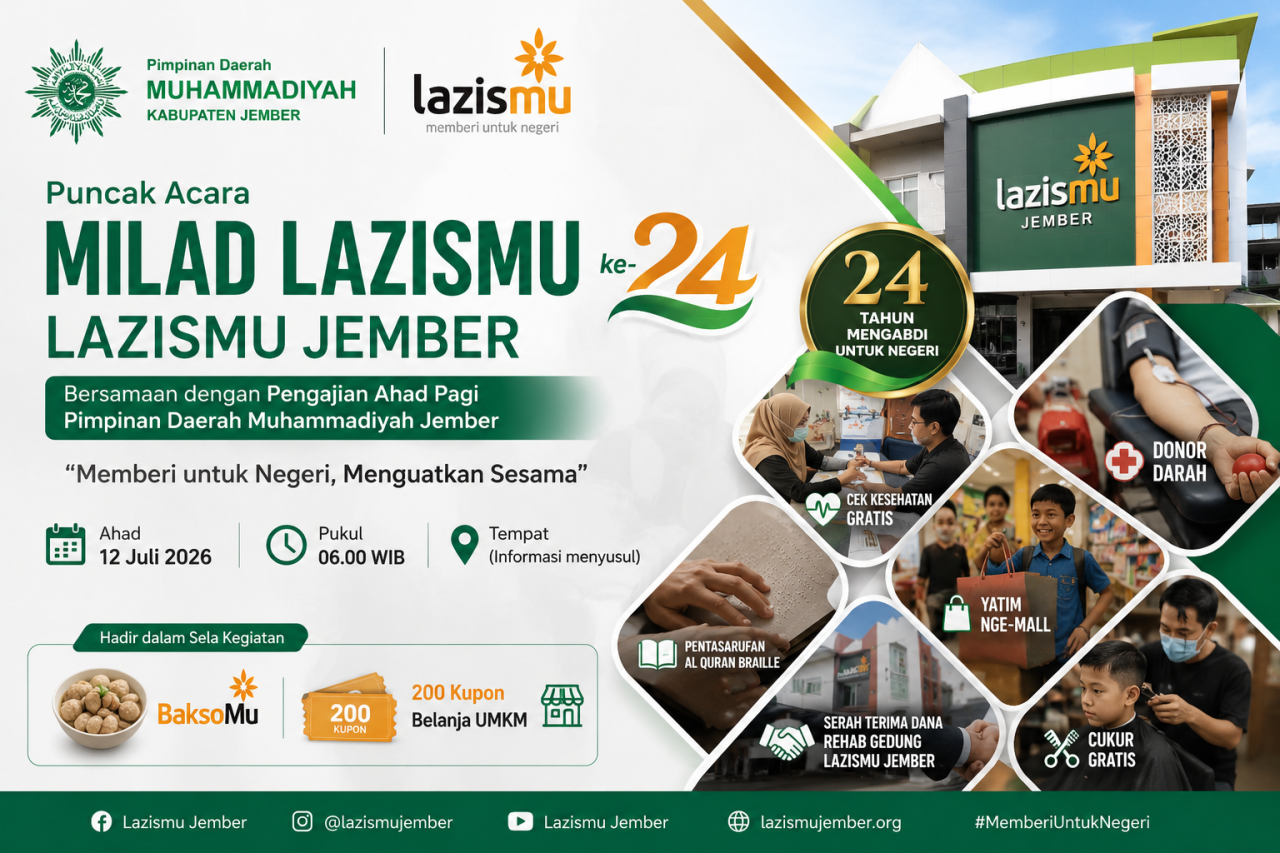 Milad ke-24, Lazismu Jember Gelar Beragam Layanan Sosial pada Pengajian Ahad Pagi PDM Jember